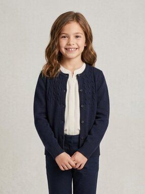 Chaps Girl's Size Medium (8/10) Navy Blue Knit Button Cardigan